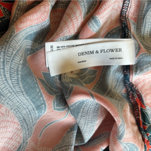 Cactus Man Ricky Singh Denim Flower Floral Pattern Shirt Size L Short Sleeve - Picture 11 of 11